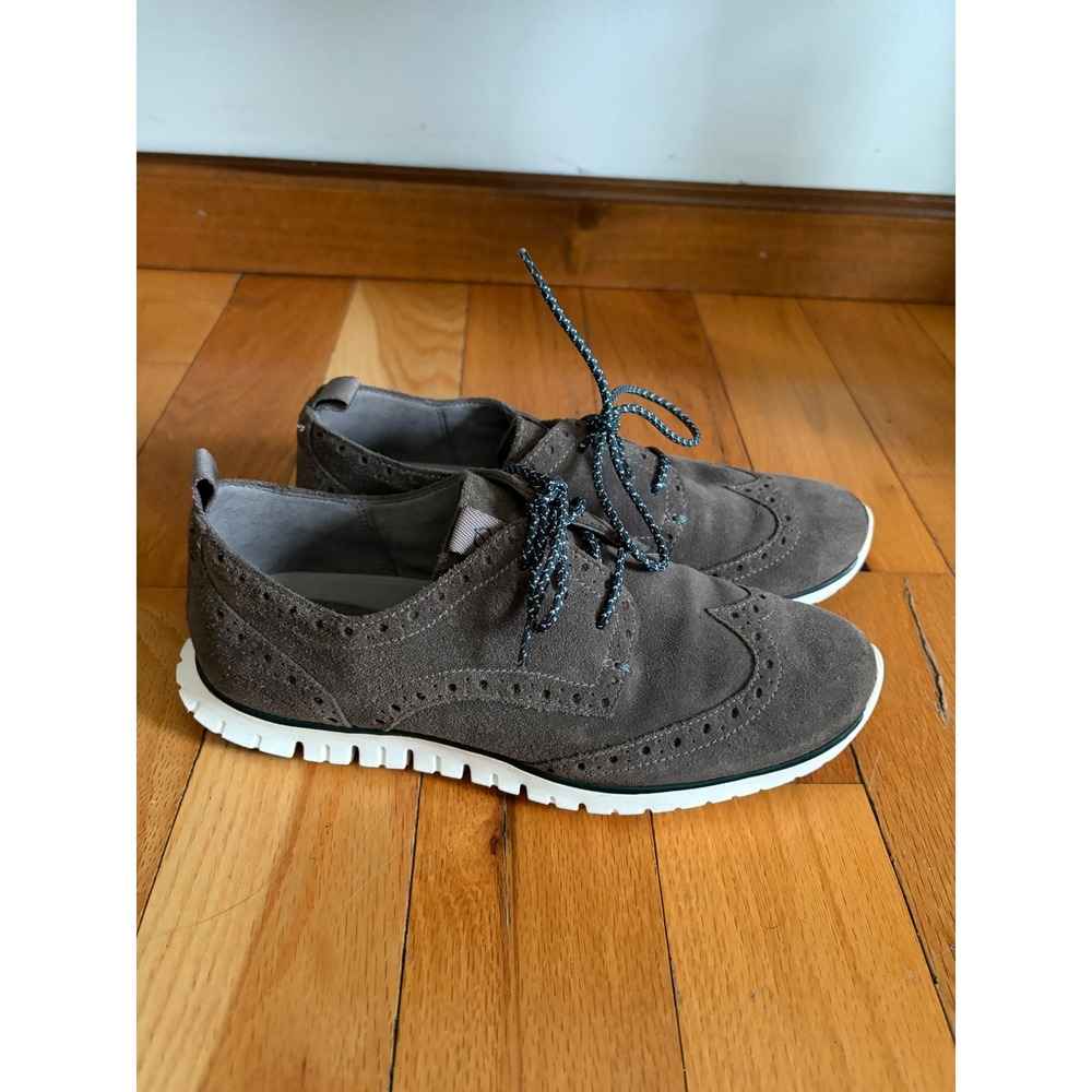 Cole Haan Zerogrand Womens 7B GraySuede Leather Comfort Wingtip‎ Shoes